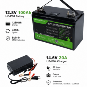 Batteria Accumulo LiFePo4 12V 100Ah per Camper Motore Nautica Fotovoltaico Con BMS