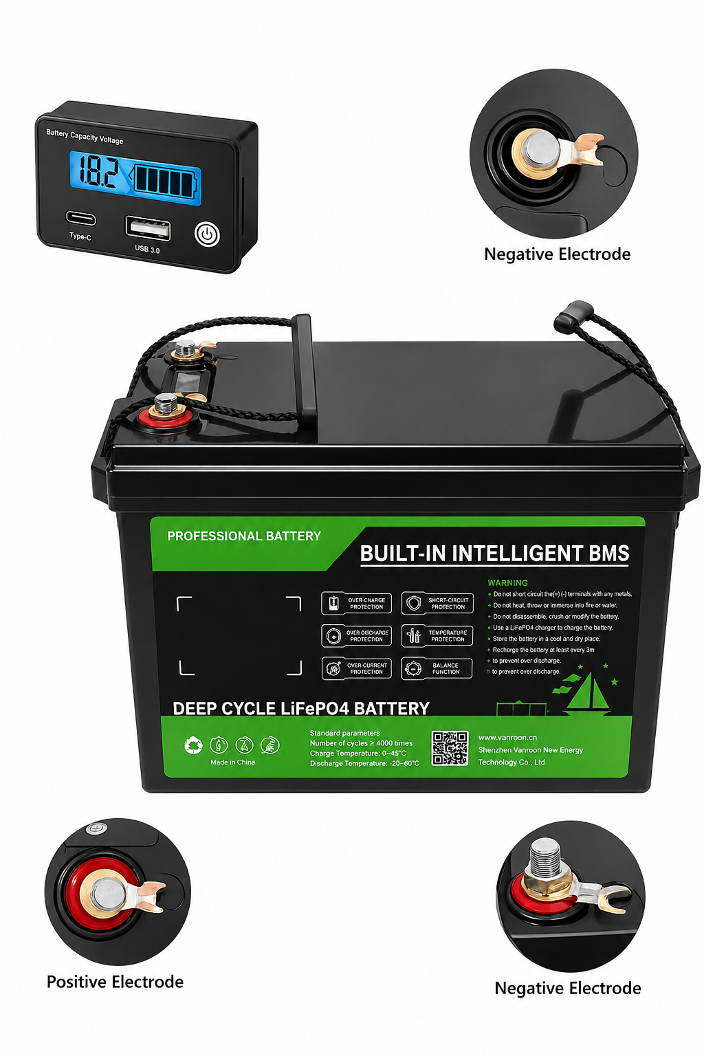 Batteria Accumulo LiFePo4 12V 100Ah per Camper Motore Nautica Fotovoltaico Con BMS - immagine 3