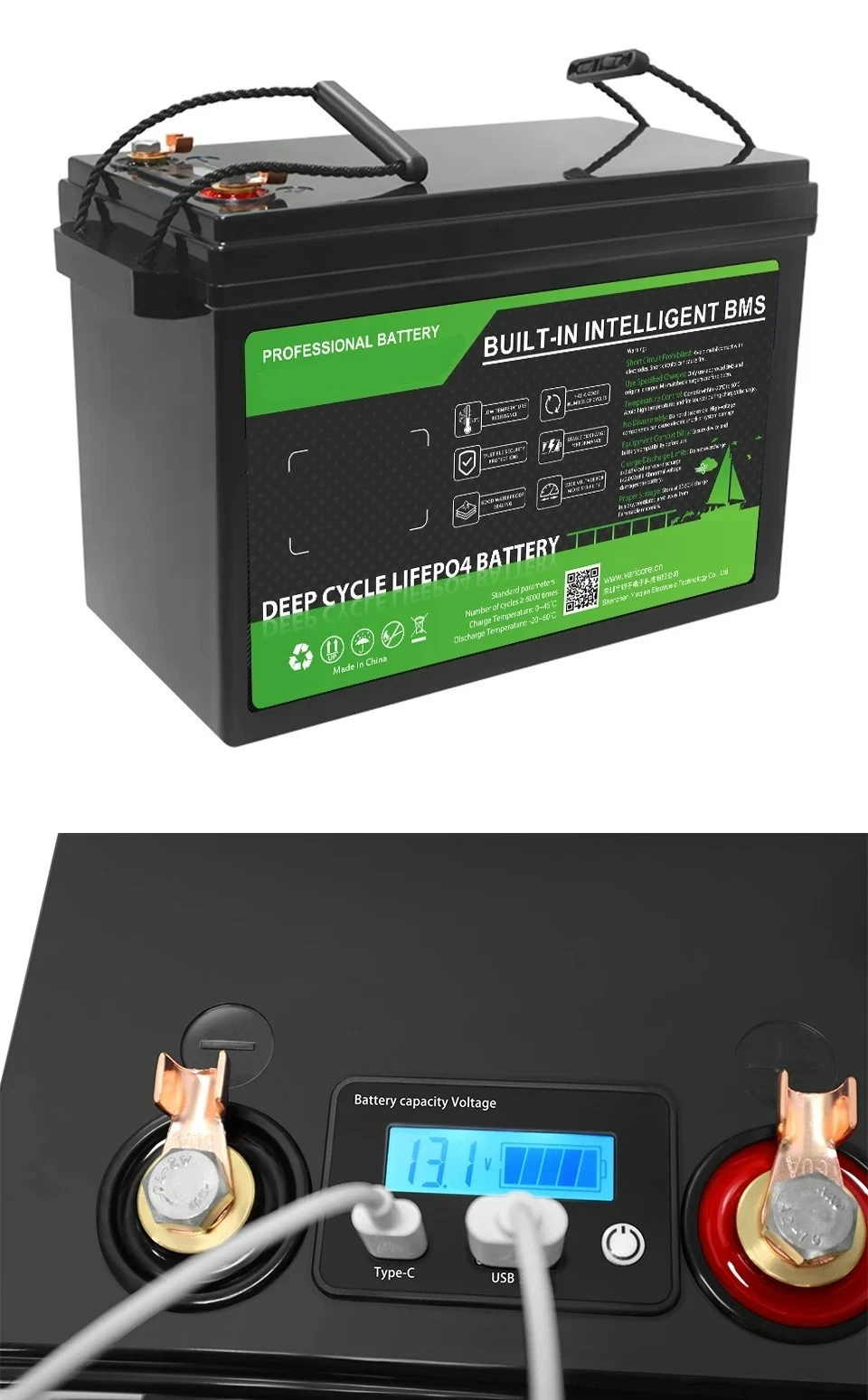 Batteria Accumulo LiFePo4 12V 100Ah per Camper Motore Nautica Fotovoltaico Con BMS - immagine 5