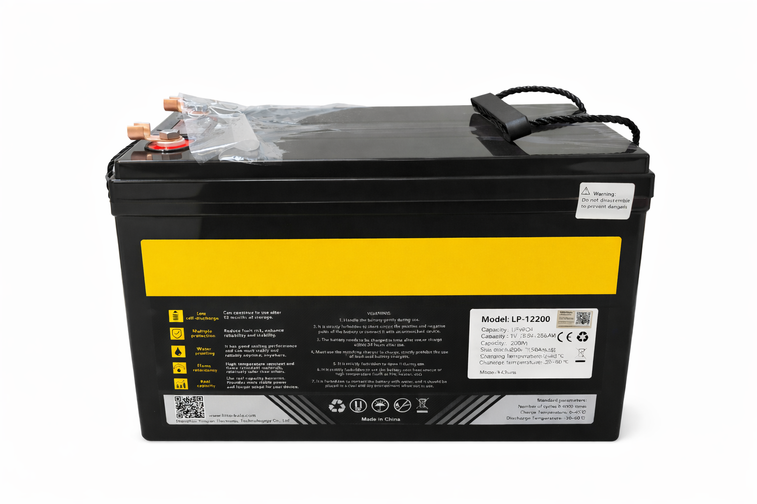 Batteria LiFePo4 12V 200Ah con BMS da 150A per Accumulo Camper Motore Nautica Fotovoltaico Con - immagine 2