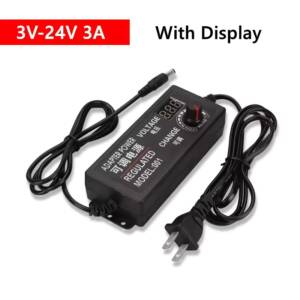 ALIMENTATORE REGOLABILE TRIMMERABILE DC 3-24V 2A STABILIZZATO DISPLAY LED EU