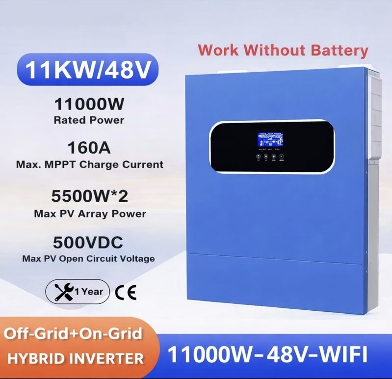 Inverter Fotovoltaico Batteria 48V Ibrido Doppio ingresso MPPT 11KW 160A Max Charge Current - immagine 2