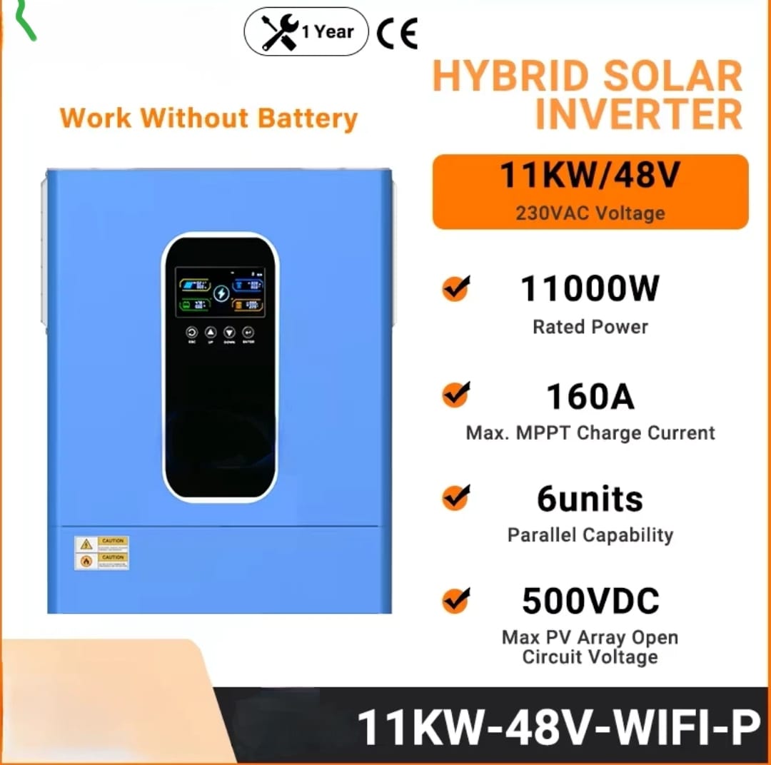 Inverter Fotovoltaico Batteria 48V Ibrido Doppio ingresso MPPT 11KW 160A Max Charge Current Parallelabile