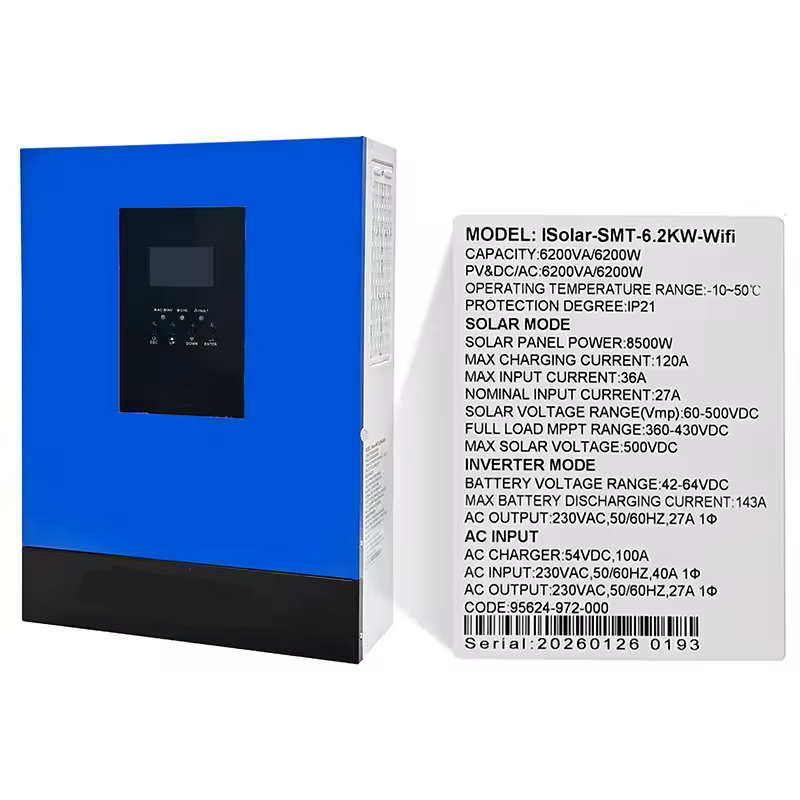 EASUN KW 6.2KW INVERTER IBRIDO WIFI MPPT 8.5KW 120A FOTOVOLTAICO 48V OFF-GRID 60-500VDC - immagine 4